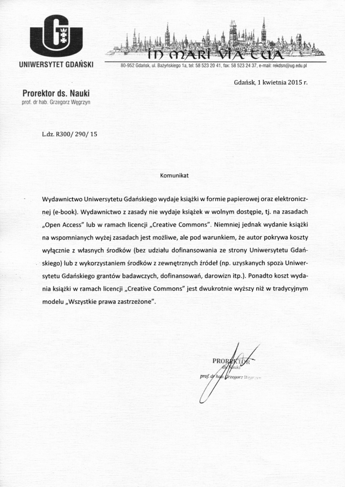 Zasady wydawania książek w Wydawnictwie Uniwersytetu Gdańskiego
